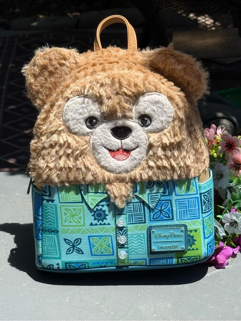 Loungefly Duffy Aulani  Bear Plush Backpack - Blue Green